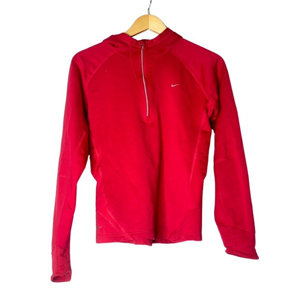 Nike Fuscia Half-Zip DriFit Jacket with Hood | Reflective Running Top | Medium